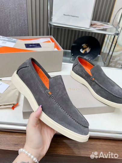 Слипоны замшевые Santoni