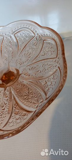 Ваза+салатницы, карамельное стекло СССР