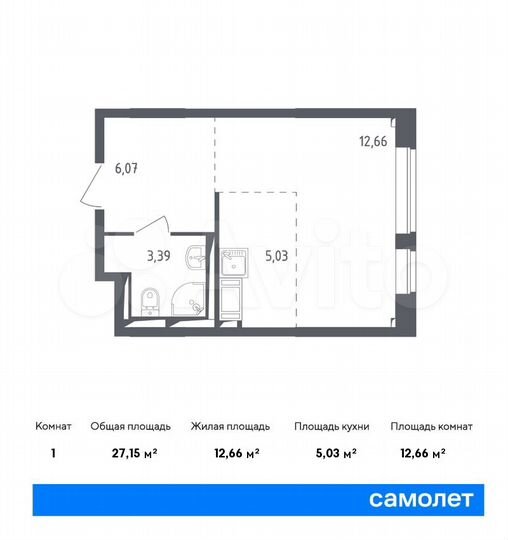 Квартира-студия, 27,2 м², 14/17 эт.