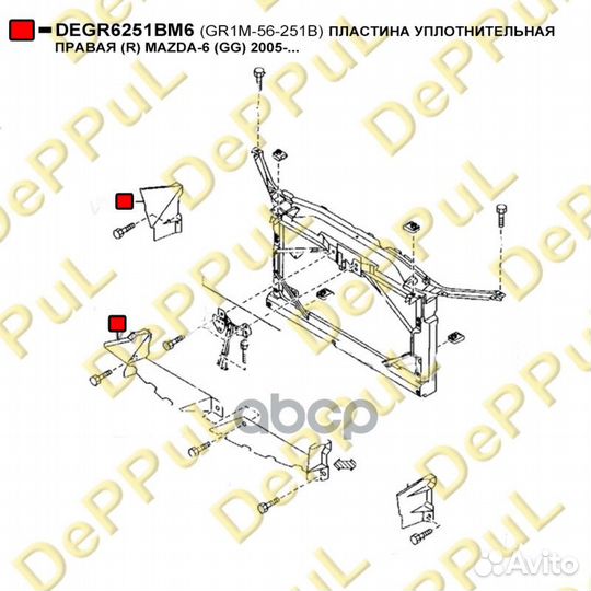 Пластина уплотнительная правая (R) mazda-6 (GG)