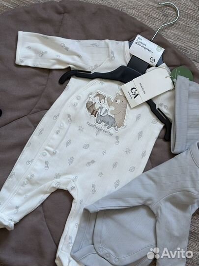 Боди слип шапочка новое 56 62 c&a