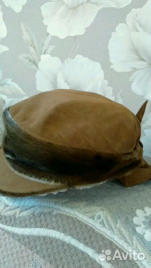 Шапочка-косынка.натур.замша.Мех-нерпа