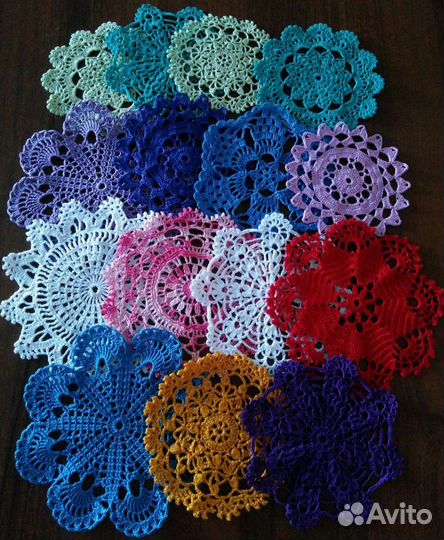 Мини-салфетки крючком - подставки под кружку, бока