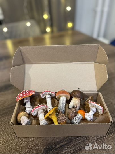 Набор елочных игрушек лесные грибы