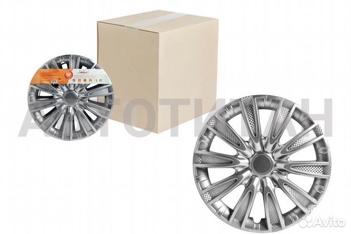 Колпаки колесные 15 Торнадо, серебристый, карбон