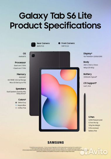 Samsung Galaxy Tab s6 lite LTE как новый 8/64