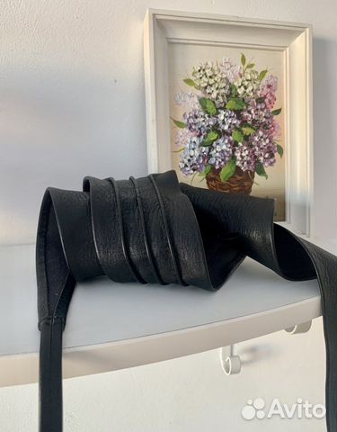 Пояс ремень черный кожзам женский