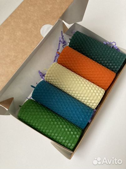 Набор свечей из вощины (цветной и натуральной)