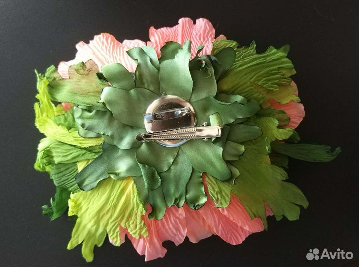 Две броши из шёлка пионы аксессуары