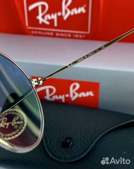 Очки ray ban round metal голубые