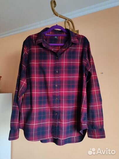 Рубашка в клетку женская теплая Uniqlo 46-48