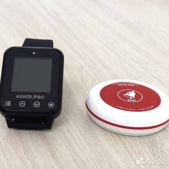 Кнопка вызова официанта и часы пейджер Элит