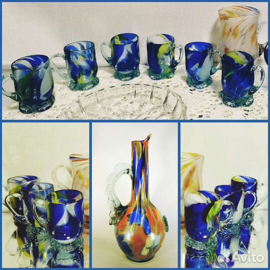 Коньячный набор, гутное стекло