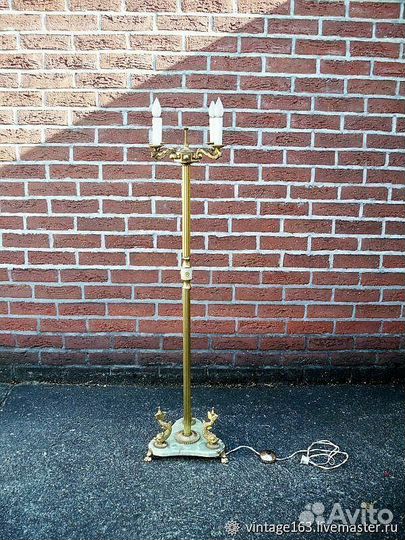 Шикарный торшер с ониксом и рыбками из латуни