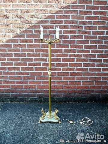 Шикарный торшер с ониксом и рыбками из латуни