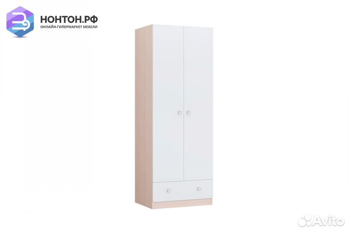 Шкаф двухдверный с 1 ящиком Polini kids Simple дуб