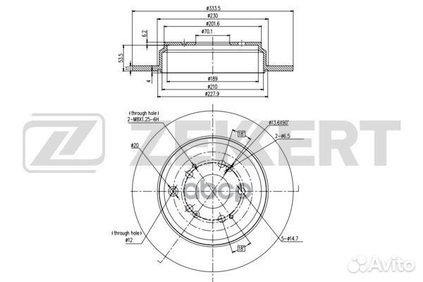 Диск торм. зад. Acura MDX II 06- Honda Pilot I