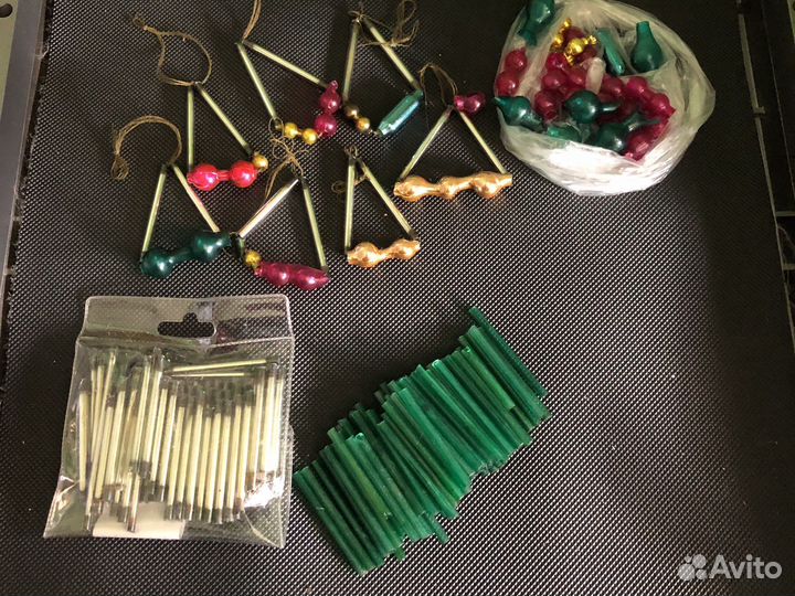 Елочные игрушки картон флажки бусы СССР