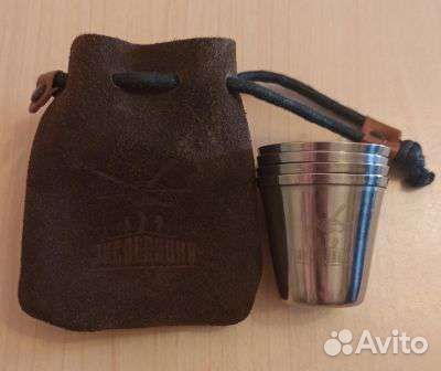 Набор стопок в кожаном мешочке