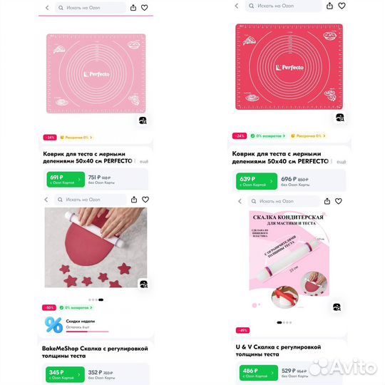 Комплект коврик для теста и акриловая скалка