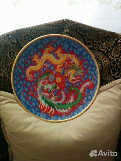 Большое блюдо клуазоне эмаль