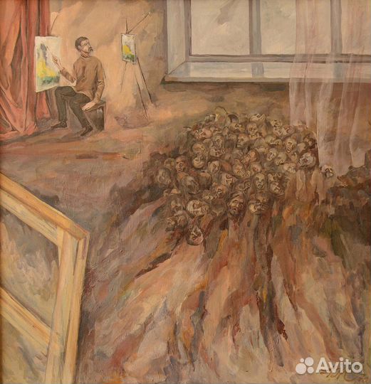 Картина холст масло «Кости» Житков Н. Е 1970г