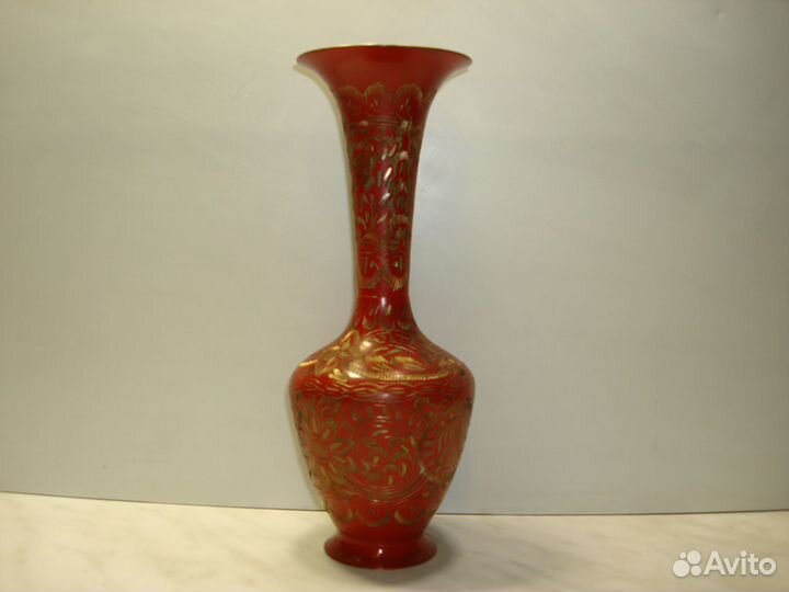 Ваза индийская. Латунь.22см. Тарелка на стену