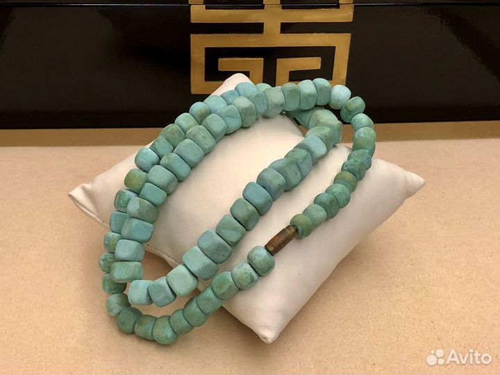 Бусы антикварная бирюза пресс