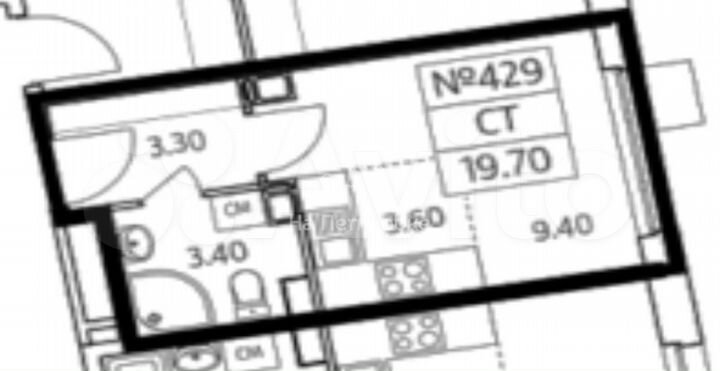 Квартира-студия, 19,7 м², 7/25 эт.