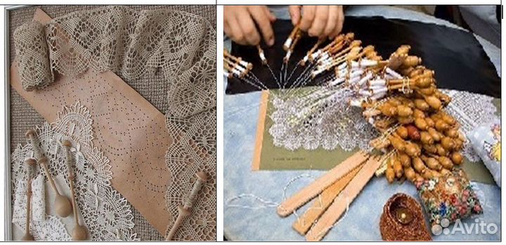 Кружева из льна, ручная работа на коклюшках