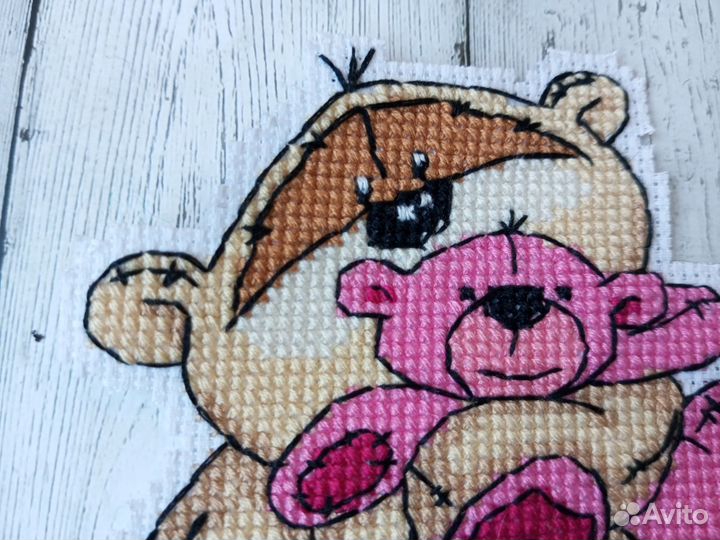 Мишка Тедди готовая вышивка крестом
