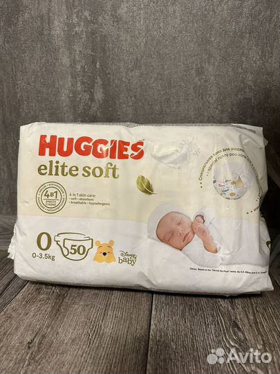 Подгузники Huggies Elite Soft, 0+ размер, 50шт