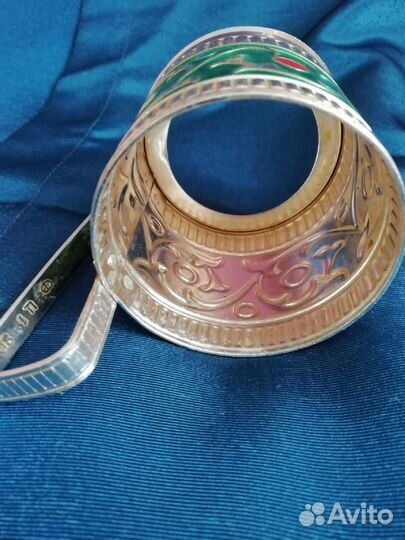 Подстаканник СССР алюминиевый, роспись эмаль