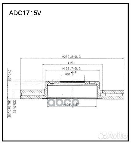 Диск тормозной перед ADC1715V allied nippon