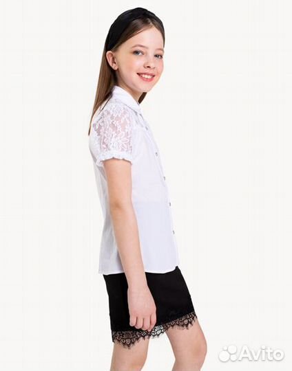 Блузка школьная рукав кружево Gloria Jeans 122-128