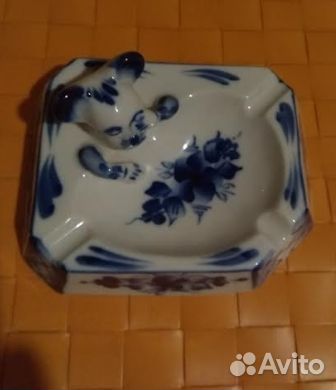 Пепельница авторская Гжель клеймо мастер Казакова