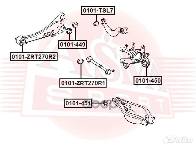 Сайлентблок рычага подвески asva 0101-ZRT270R2