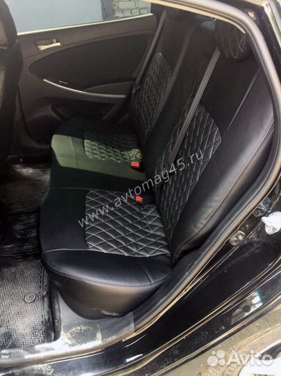 Авточехлы Hyundai Solaris 2011-2017г экокожа ромб