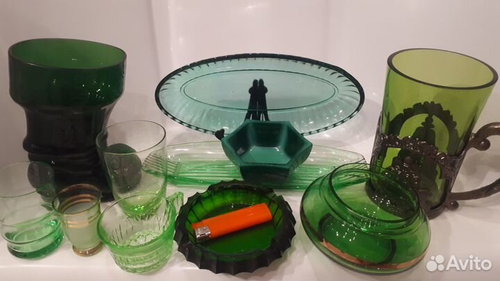 Ваза цветной хрусталь Селедочница винтаж СССР