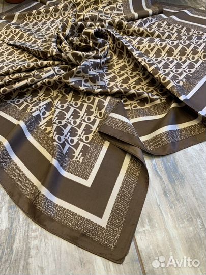 Шелковый платок бандана Dior коричневый