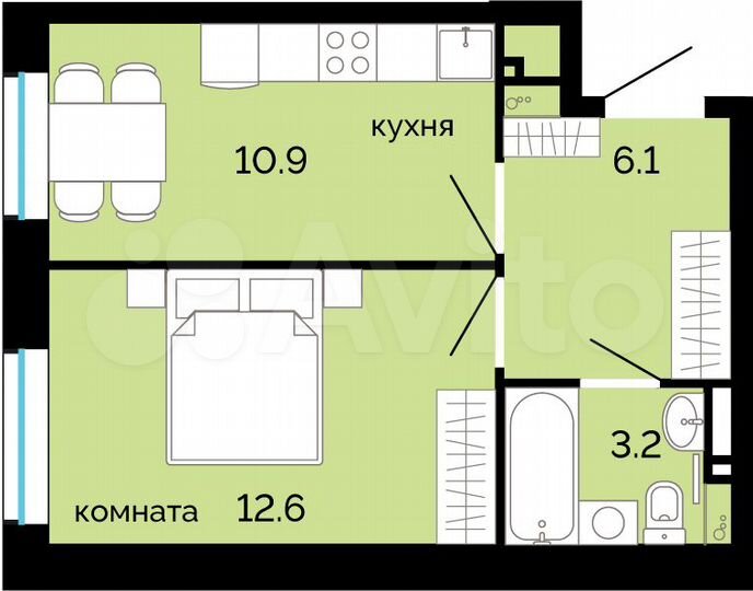 1-к. квартира, 32,8 м², 23/25 эт.