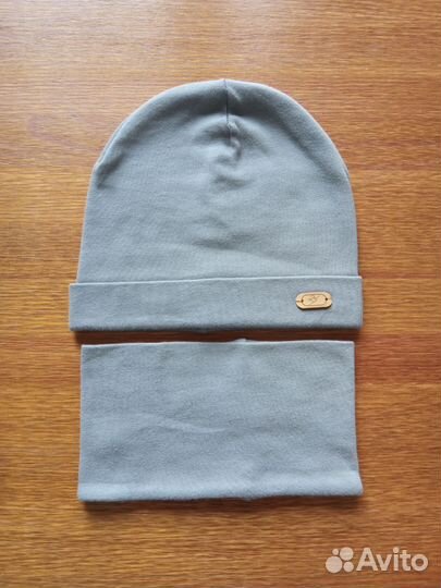 Шапка со снудом демисезонная для мальчика 50-52