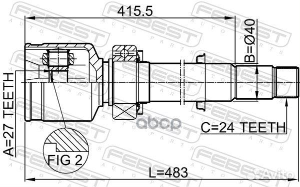 ШРУС внутренний перед прав toyota camry (JP