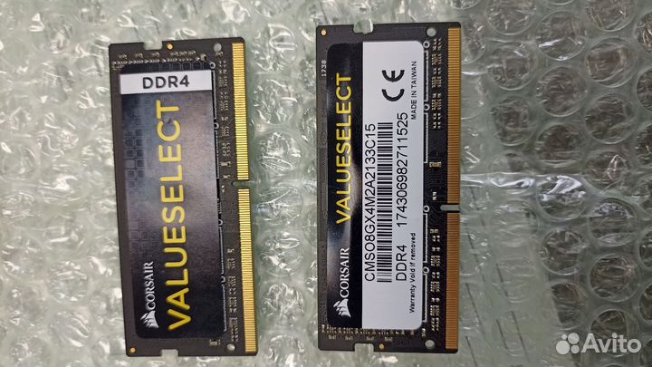 Оперативная память ddr4 Corsair 2*4gb для ноута