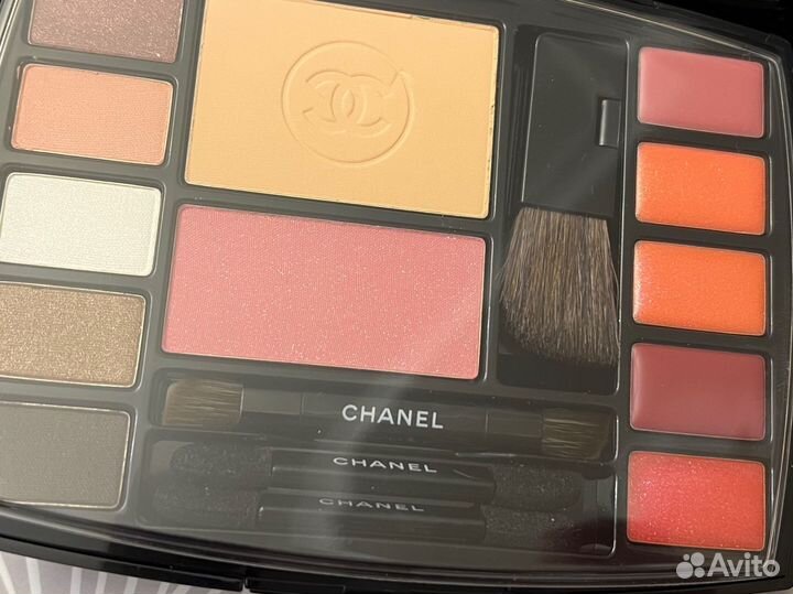 Палетка chanel помада, блеск,тени, румяна, пудра