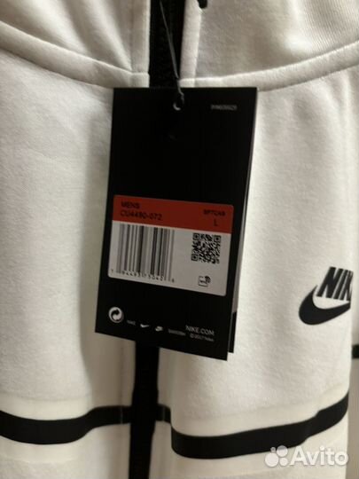 Кофта Nike tech fleece L белая оригинал новая