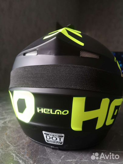 Мотошлем Helmo, перчатки, очки, маска