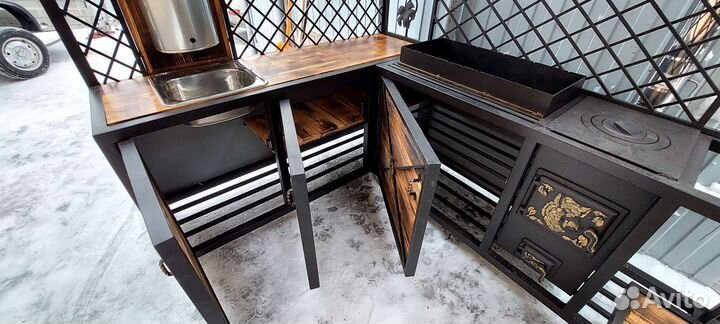 Мангал под крышей в стиле лофт