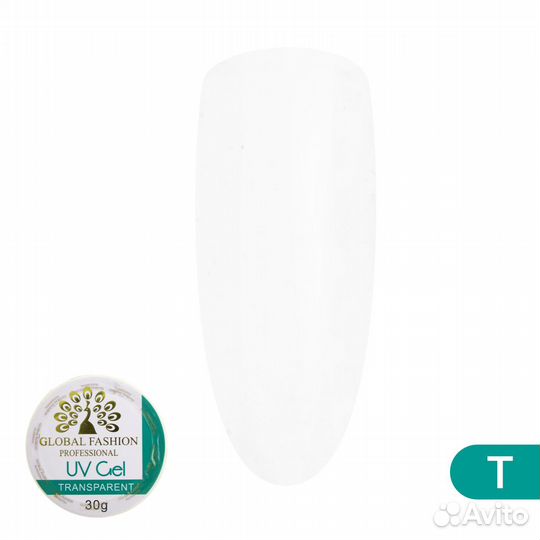 Гель для наращивания ногтей, прозрачный, Global Fa