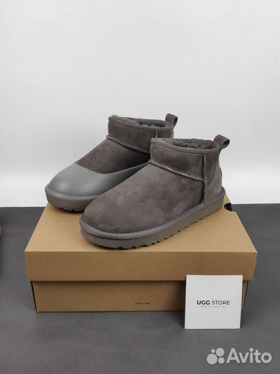 Угги UGG ultra mini grey+ boot guard